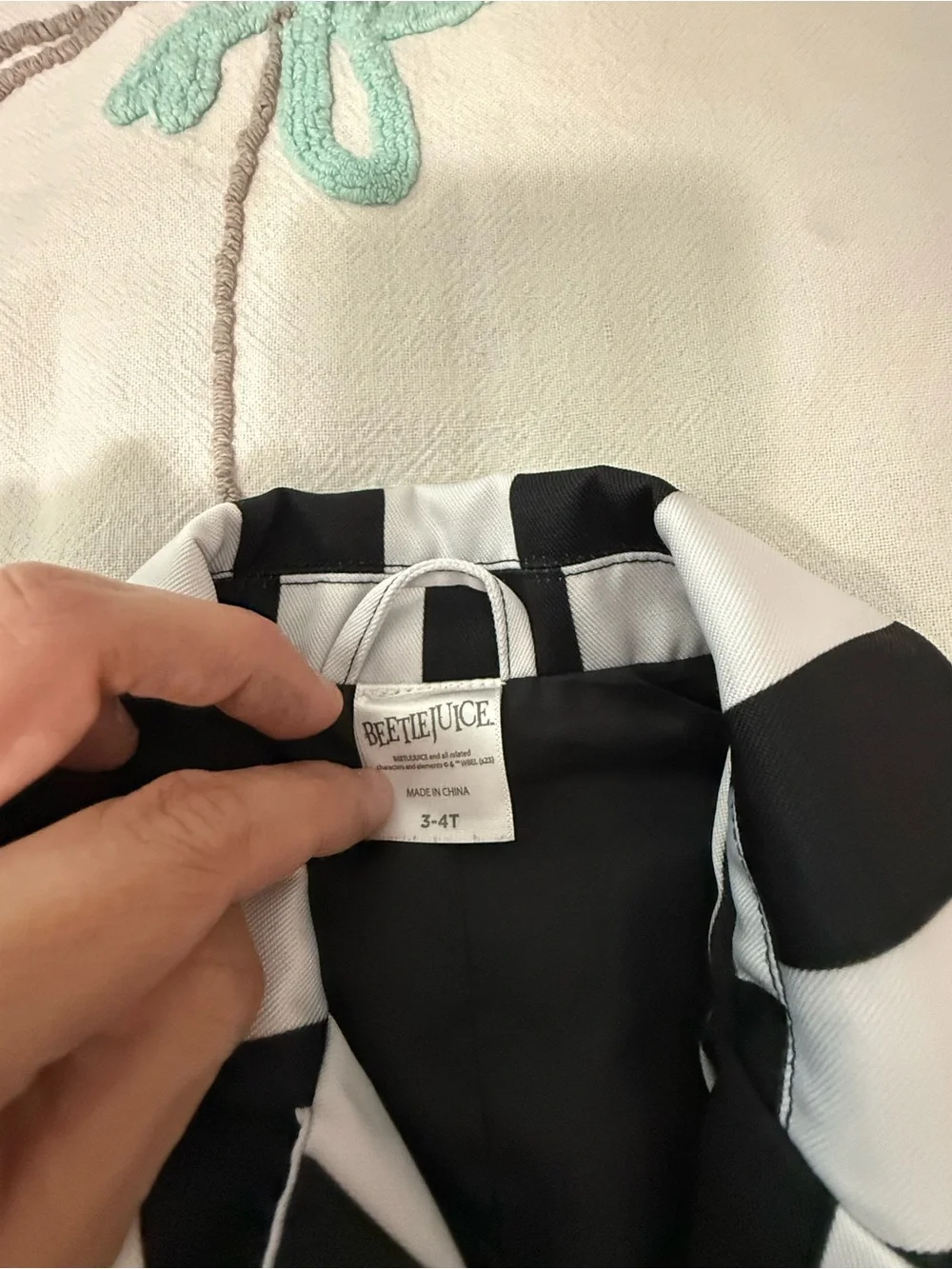 Spirit Halloween Beetlejuice Striped Blazer Kids Toddler 3-4T Black White Jacket